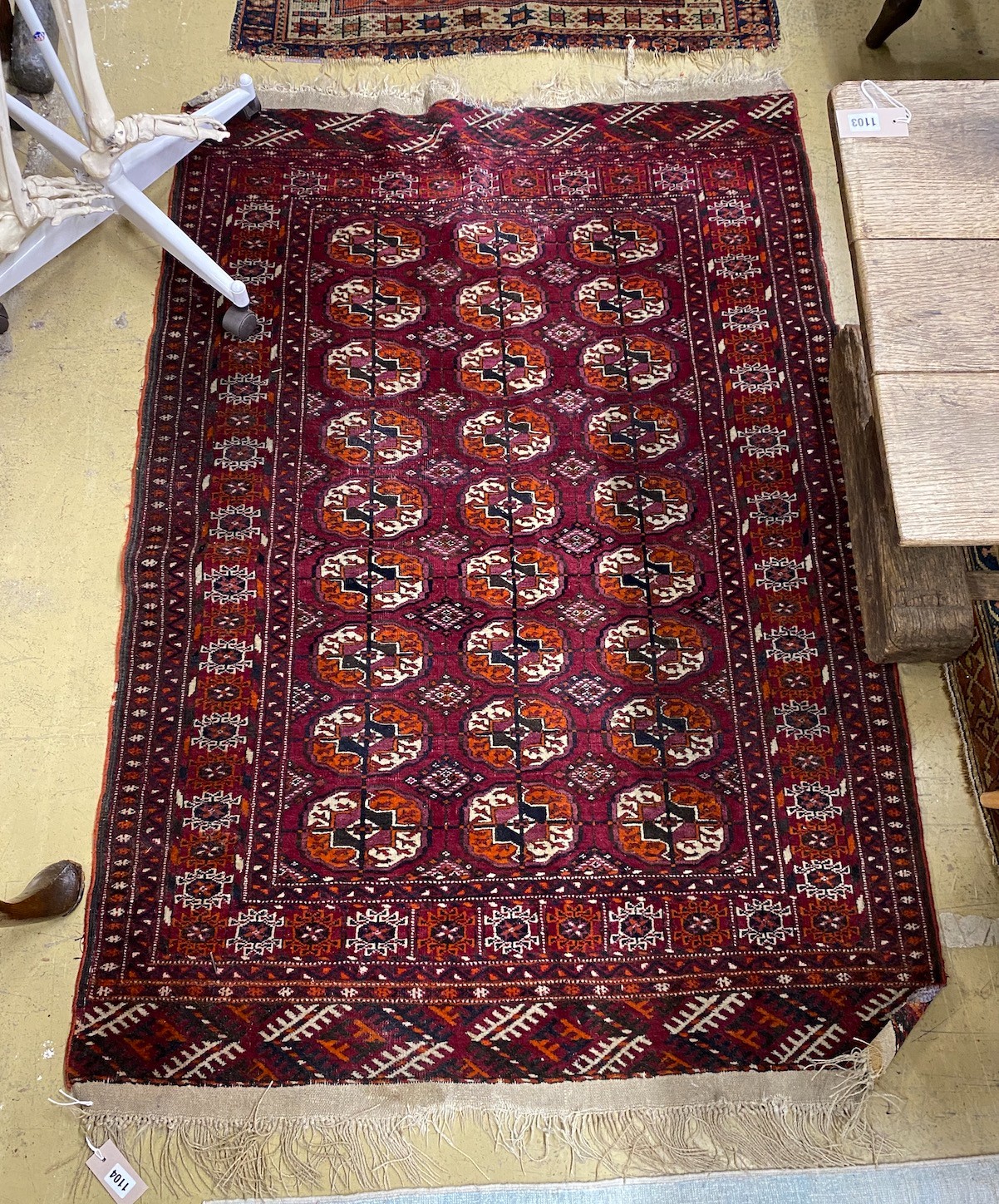 A Bokhara rug together with a Caucasian prayer mat, larger 150 x 104cm